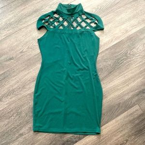 Overmal Dark green mini dress silk size L
